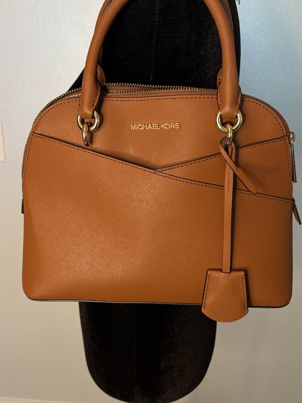 Michael Kors Saffiano Satchel in Saddle